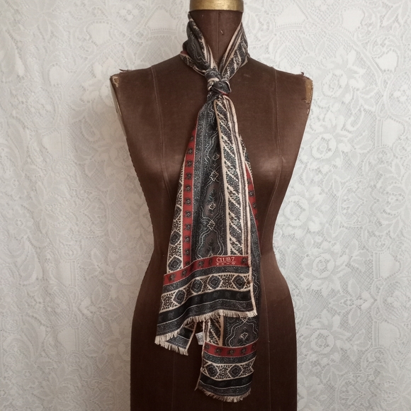 Vintage 100% Silk Scarf Oblong Floral Boho Multi Printed Echo Club 7 - Picture 2 of 9